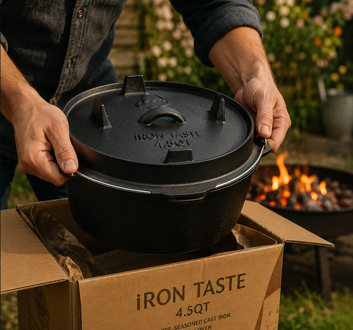 Iron Taste dutch oven cooking over fire